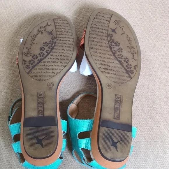 Pikolinos Turquoise and Coral Sandals Size 40 - Picture 3 of 11